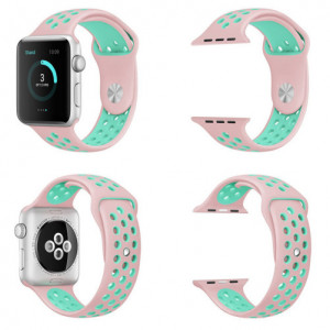 Каишка iUni Спортен за Apple Watch 1/2/3/4/5/6/7 38 мм Силикон Розов/Син - Img 4