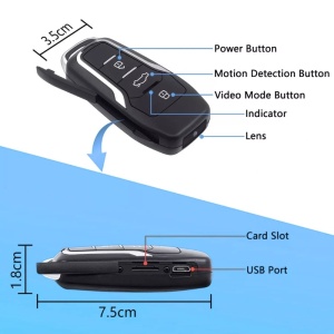 Ключ за кола с шпионска камера iUni RMS25, 32GB, Full HD, детекция на движение, снимка, видео - Img 7