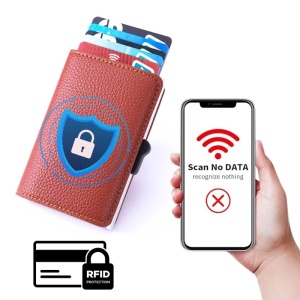 Портфейл iUni P6, RFID, слот за 9 карти, кафяв - Img 3