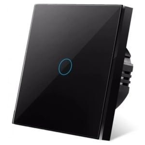 iUni 1F Tempered Glass Two-Way Touch Switch, LED, Black