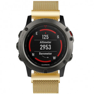 iUni-Armband für Garmin Fenix 5X, Milanese Loop, 26 mm, Gold - Img 7