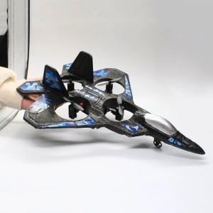 iUni LC222-A Op afstand bestuurbare vliegtuig, Thunder Jet X, 360°-acrobatiek, gyroscoop, schokbestendig, led-verlichting, blauw - Img 7