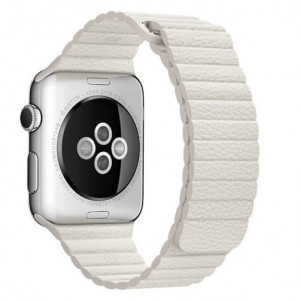 iUni Leather Loop-bandje voor Apple Watch 1/2/3/4/5/6/7 42 mm, eco-leer, wit