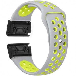iUni Sportarmband 26 mm für Garmin Fenix 3 / Fenix 5X, Silikon, grau/gelb - Img 2
