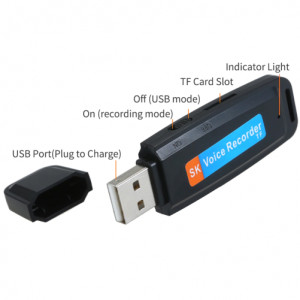 iUni SpyMic STK99 USB-Stick-Spionagemikrofon, Diktiergerät, Schwarz - Img 11