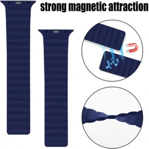 iUni Strap for Apple Watch 1/2/3/4/5/6/7, Magnetic Silicone, 38mm, Midnight Blue - Img 3