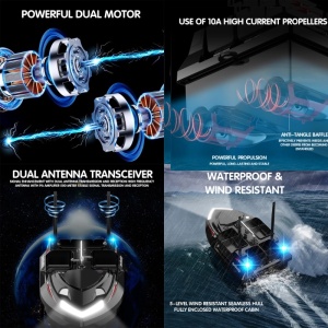 iUni V802 aasboot, 18.000 mAh, 4 reservoirs, 3 kg, 500 m, 15 km/u, 2,4 GHz afstandsbediening, zwart - Img 12