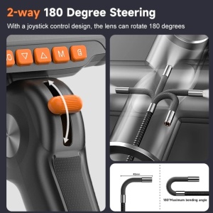 iUni VSP43-D Industriële auto-inspectiecamera, 180° draaibaar, bediening met joystick, 4,3" IPS-scherm, kabellengte 1,5 m, 1080P, 8 instelbare leds, 8,5 mm lens, waterdichtheid IP67, 3000 mAh - Img 2