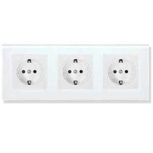 iUni WS3 drievoudig stopcontact met een frame van gehard glas, 16 A - Img 2