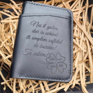 Portofel din Piele Naturală Lucrat Manual – Personalizat prin Gravare