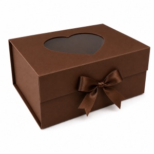 Cutie Cadou Pliabilă 39x28x17 cm cu Fereastră Inimă, Carton Rigid Premium, Panglică Satin și Stickere Autoadezive – KRM5197 - Img 6