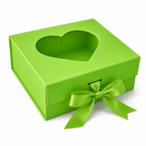 Cutie Cadou Premium 20x18x8 cm cu Fereastră Inimă și Fundă Satinată, , Culori Diverse KRM5193 - Img 5