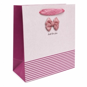 Pungă Cadou 14x7x15 cm, Model cu Fundă și Mâner Textil, 12 Buc/Set, KRM5343.A