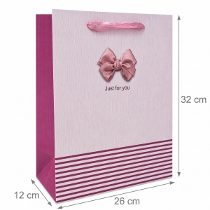 Pungă Cadou 26x12x32 cm din Carton Premium cu Fundă Decorativă și Șnur Textil, Set 12 Bucăți, Pungi Cadou Elegante Angro KRM5358 - Img 3