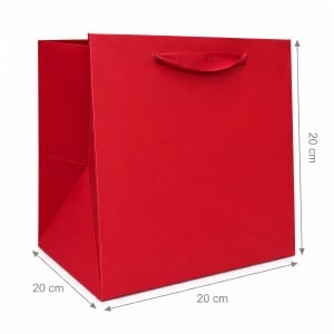 Pungă Cadou Lată 20x20x20 cm din Carton Premium, Culori Uni, Pungă pentru Cadouri Voluminoase, Set 12 Bucăți, KRM5398 - Img 5