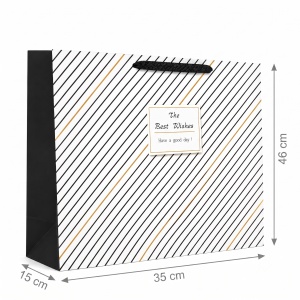 Pungă Cadou Lată 35x15x46 cm, cu Mâner Textil și Design Modern, pentru Cadouri Voluminoase, Set 12 Bucăți, KRM5429 - Img 2