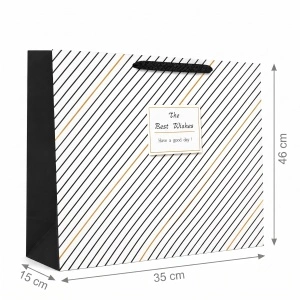 Pungă Cadou Lată 35x15x46 cm, cu Mâner Textil și Design Modern, pentru Cadouri Voluminoase, Set 12 Bucăți, KRM5429 - Img 2