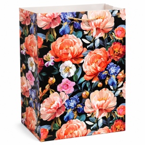 Pungă de Cadou 36.5 x 54 x 30 cm Premium Florală, Carton Gros cu Fund Dublu, Mânere Textile, Model Floral Elegant, Set 12 Bucăți - KRMP080.FLORAL - Img 2