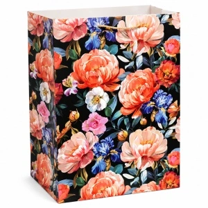 Pungă de Cadou 36.5 x 54 x 30 cm Premium Florală, Carton Gros cu Fund Dublu, Mânere Textile, Model Floral Elegant, Set 12 Bucăți - KRMP080.FLORAL - Img 2