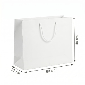 Pungi Cadou Premium - 60 x 40 x 22 cm - Mari din Carton Gros cu Fund Dublu, Set 12 Bucăți, 4 Modele Elegante cu Fundă Satinată, Mânere Textile Rezistente - KRMP075.FUNDA - Img 5