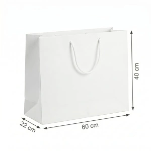 Pungi Cadou Premium - 60 x 40 x 22 cm - Mari din Carton Gros cu Fund Dublu, Set 12 Bucăți, 4 Modele Elegante cu Fundă Satinată, Mânere Textile Rezistente - KRMP075.FUNDA - Img 5