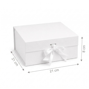 Cutie Cadou 21x21x8 cm, cu Fundă Decorativă, Elegantă, Roșu, KRM113-39 - Img 2