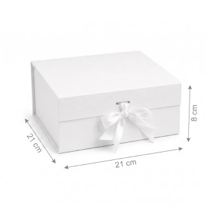 Cutie Cadou 21x21x8 cm, cu Fundă Decorativă, Elegantă, Roșu, KRM113-39 - Img 2