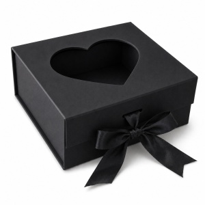 Cutie Cadou Premium 20x18x8 cm cu Fereastră Inimă și Fundă Satinată, , Culori Diverse KRM5193 - Img 2