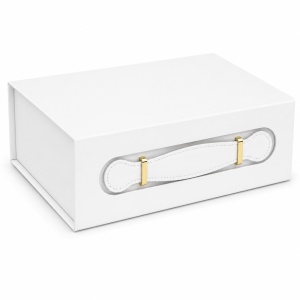 Cutie Cadou Premium Pliabilă 24x18x8 cm cu Închidere Magnetică, Mâner Decorativ și Accesorii Aurii, Carton Rigid Luxury – KRM5198
