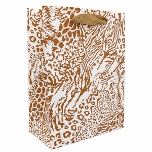 Pungă Cadou 18x10x23 cm din Carton Premium cu Șnur Textil, Model Animal Print, Set 12 Bucăți, Pungi Cadou Elegante Angro KRM5351.T2