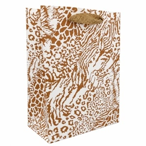 Pungă Cadou 18x10x23 cm din Carton Premium cu Șnur Textil, Model Animal Print, Set 12 Bucăți, Pungi Cadou Elegante Angro KRM5351.T2