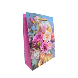 Punga Cadou 23x18x8 cm, Motiv Floral și Fundiță Karmiseé, KRMP068.2
