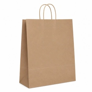 Pungă Cadou 45x15x48 cm din Hârtie Kraft Colorată, cu Mânere Răsucite din Hârtie, pentru Personalizare și Ambalare Cadouri, Set 12 Bucăți, KRM4717.1