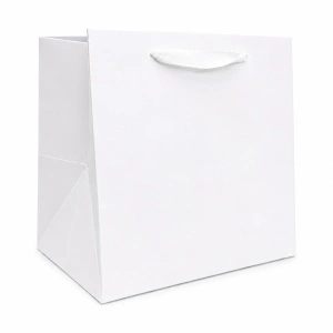 Pungă Cadou Lată 20x20x20 cm din Carton Premium, Culori Uni, Pungă pentru Cadouri Voluminoase, Set 12 Bucăți, KRM5398 - Img 2