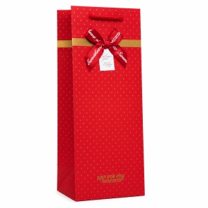 Pungă Cadou pentru Sticle 12x10x36 cm, cu Fundă Decorativă și Mâner Textil, pentru Vin, Șampanie și Băuturi Cadou, Set 12 Bucăți, KRM5372.4 - Img 2