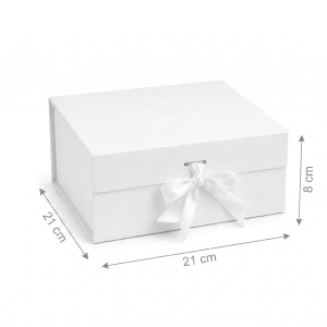 Cutie Cadou 21x21x8 cm, cu Fundă Decorativă, Elegantă, Negru, KRM113-38 - Img 2