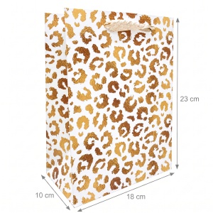 Pungă Cadou 18x10x23 cm din Carton Premium cu Șnur Textil, Model Leopard, Set 12 Bucăți, Pungi Cadou Elegante Angro KRM5351.T - Img 2