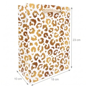 Pungă Cadou 18x10x23 cm din Carton Premium cu Șnur Textil, Model Leopard, Set 12 Bucăți, Pungi Cadou Elegante Angro KRM5351.T - Img 2