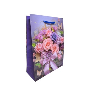 Punga Cadou 23x18x8 cm, Motiv Floral și Fundiță Karmiseé, KRMP068.2 - Img 2