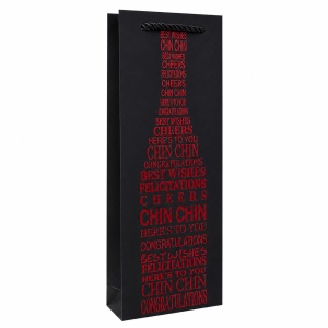 Pungă pentru Sticlă 17x9x35 cm din Carton Premium cu Șnur Textil și Inscripție Decorativă, Set 12 Bucăți, Pungi Cadou pentru Vin, Șampanie și Băuturi Angro KRM5372.1