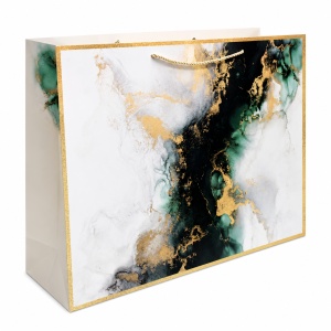 Pungi Cadou - 59 x 44 x 17 cm - Premium Mari din Carton Gros cu Fund Dublu, Set 12 Bucăți, 4 Modele Abstracte cu Accente Aurii, Mânere Textile Rezistente – KRM5368A - Img 4