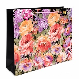 Pungi Cadou - 59 x 44 x 17 cm - Premium Mari din Carton Gros cu Fund Dublu, Set 12 Bucăți, 3 Modele Abstracte cu Accente Aurii, Mânere Textile Rezistente – KRM5368B.FLORAL - Img 3