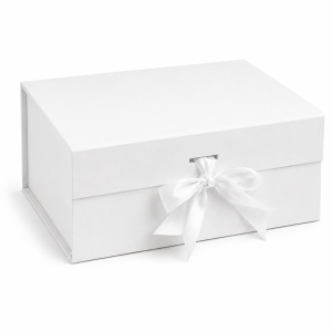 Cutie Cadou 21x21x8 cm, cu Fundă Decorativă, Elegantă, Alb, KRM113-41