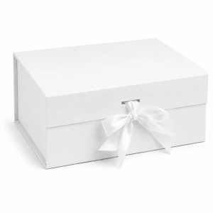 Cutie Cadou 21x21x8 cm, cu Fundă Decorativă, Elegantă, Alb, KRM113-41