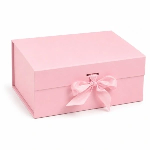 Cutie Cadou 21x21x8 cm, cu Fundă Decorativă, Elegantă, Roz, KRM113-40
