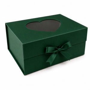 Cutie Cadou Pliabilă 39x28x17 cm cu Fereastră Inimă, Carton Rigid Premium, Panglică Satin și Stickere Autoadezive – KRM5197 - Img 7