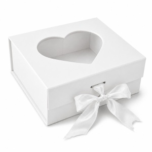 Cutie Cadou Premium 20x18x8 cm cu Fereastră Inimă și Fundă Satinată, , Culori Diverse KRM5193 - Img 6