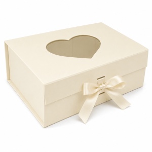 Cutie Cadou Premium 28 x 20 x 9 cm Pliabilă cu Fereastră Inimă și Închidere Magnetică – Multiple Culori Disponibile KRM5194