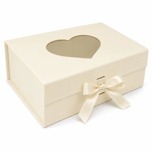 Cutie Cadou Premium 28 x 20 x 9 cm Pliabilă cu Fereastră Inimă și Închidere Magnetică – Multiple Culori Disponibile KRM5194