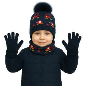 Set Căciulă Fular și Mănuși Băieți Karmiseé KRM5688